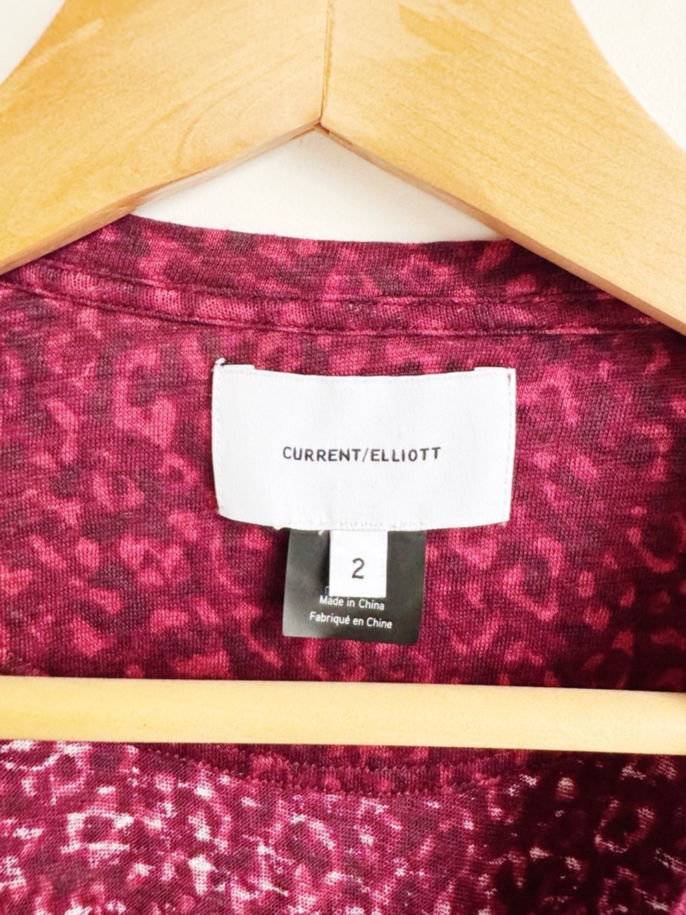 Current/Elliott The Jax Red Leopard Print Linen Tee Size 2 (M) - Picture 6 of 7